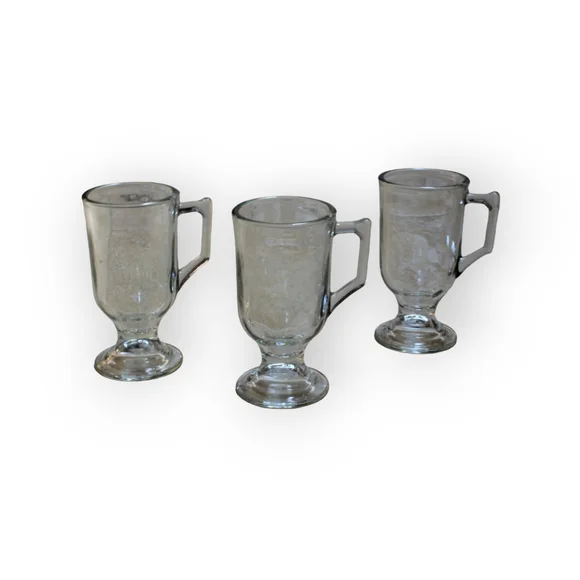 3 Irish Cream Clear Glass Coffee Mugs - Picture 1 of 3